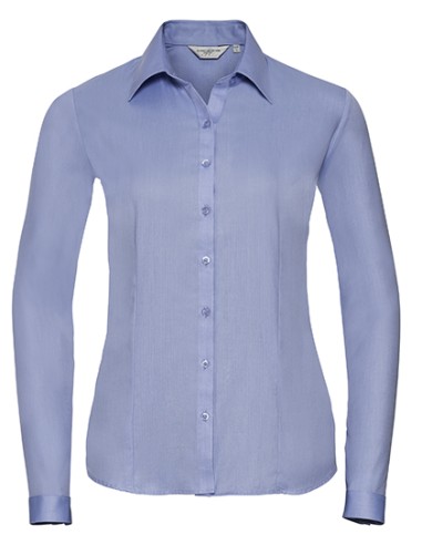 RUS-0R962F0-Ladies' Long Sleeve Tailored Herringbone Shirt
